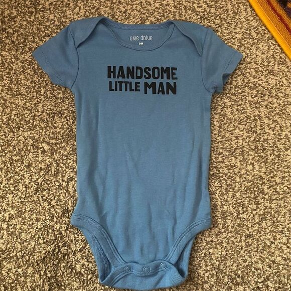 Okie Dokie Other - Okie Dokie Baby Boys Blue "Handsome Little Man" Bodysuit Size 9M